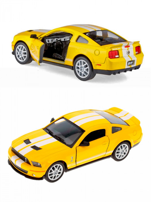 Металлическая машинка Kinsmart 1:38 «2007 Ford Shelby GT500» инерционная, жёлтая KT5310D-3