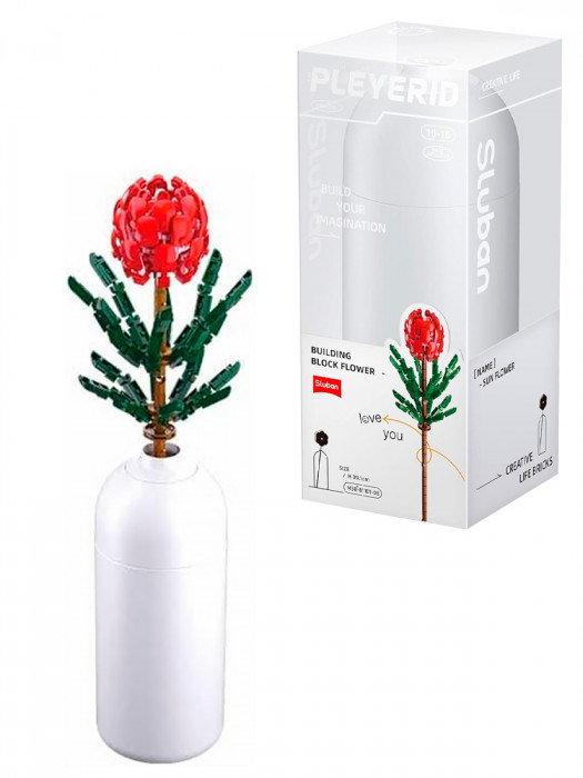 Конструктор Sluban Цветы в вазе: красный цветок M38-B1101-08