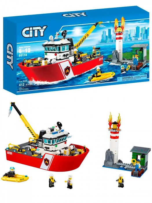 Конструктор аналог Lego City 60109 Пожарный катер 66116