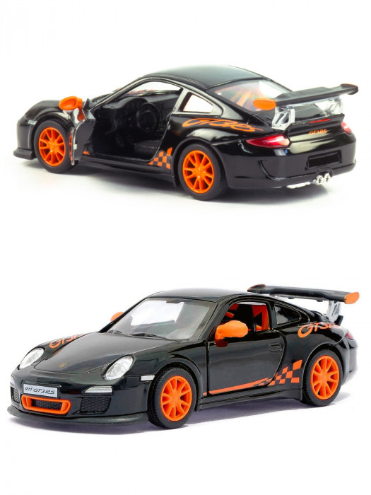 Металлическая машинка Kinsmart 1:36 2010 Porsche 911 GT3 RS инерционная, чёрная KT5352D-4
