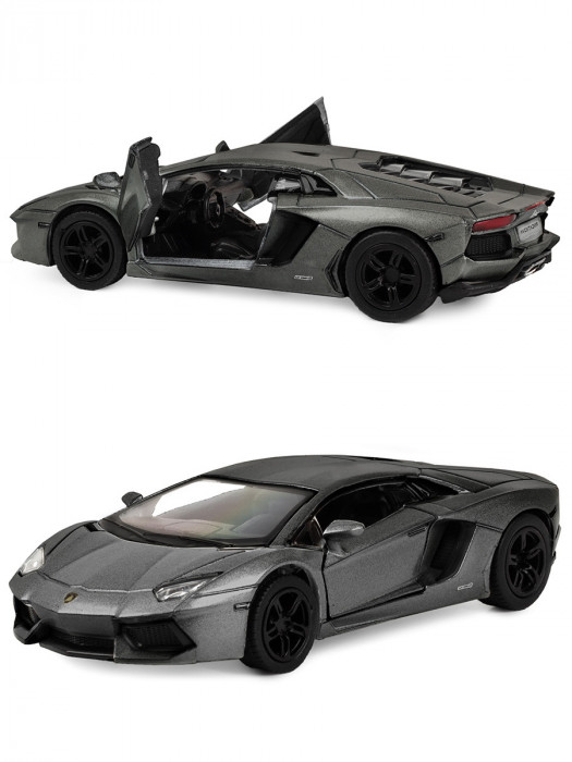 Металлическая машинка Kinsmart 1:38 «Lamborghini Aventador LP 700-4» инерционная, серая KT5355D-1
