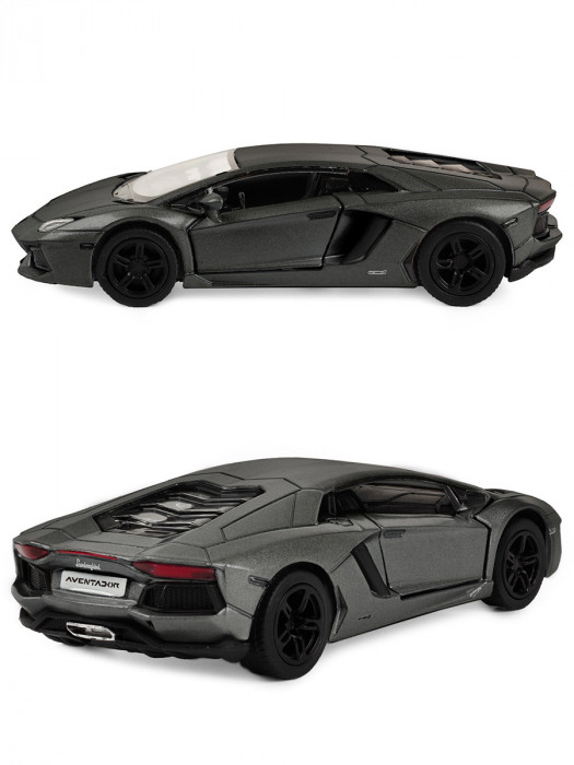 Металлическая машинка Kinsmart 1:38 «Lamborghini Aventador LP 700-4» инерционная, серая KT5355D-1