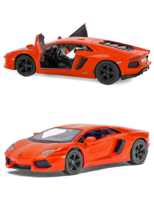 Металлическая машинка Kinsmart 1:38 «Lamborghini Aventador LP 700-4» инерционная, оранжевая KT5355D-3