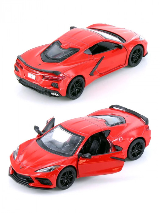 Металлическая машинка Kinsmart 1:36 «Chevrolet Corvette Stingray C8» инерционная, красная KT5432D-3