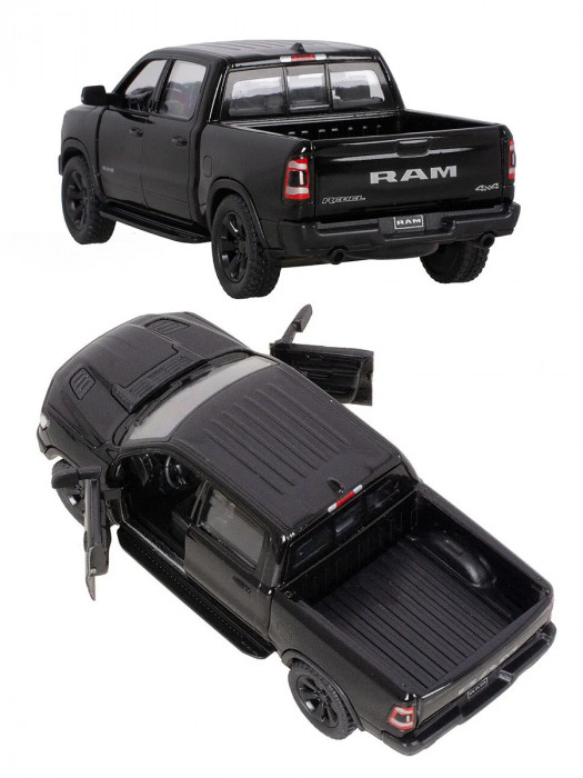 Металлическая машинка Kinsmart 1:46 «2019 Dodge RAM 1500» инерционная, чёрная KT5413D-2