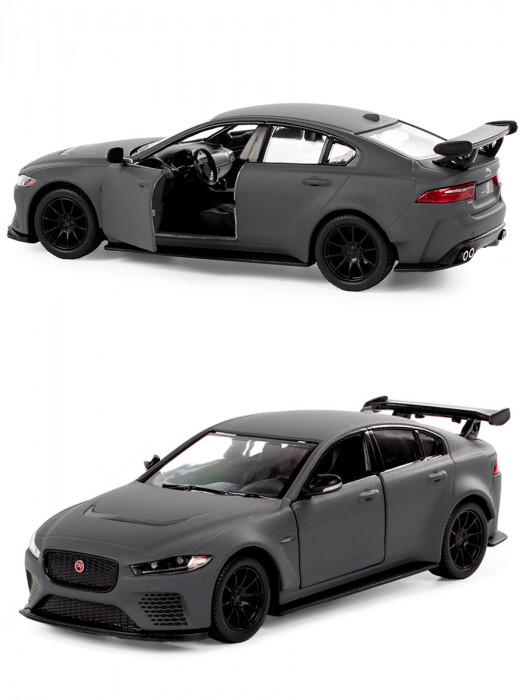 Металлическая машинка Kinsmart 1:38 «Jaguar XE SV Project 8» инерционная, серая KT5416D-1