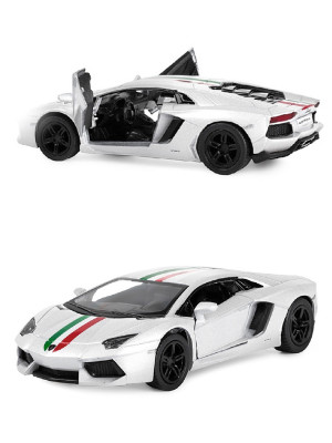 Металлическая машинка Kinsmart 1:38 «Lamborghini Aventador LP 700-4 (с принтом)» инерционная, белая