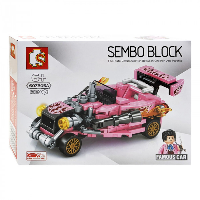 Конструктор Sembo Block Гоночный кабриолет: розовый 607205A