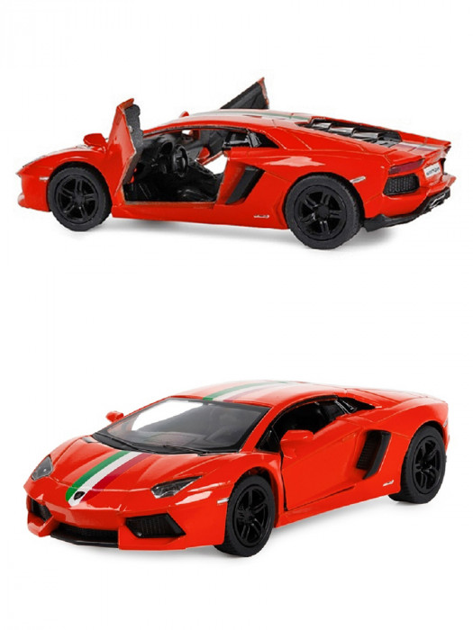 Металлическая машинка Kinsmart 1:38 «Lamborghini Aventador LP 700-4 (с принтом)» инерционная, красная KT5355DF-3
