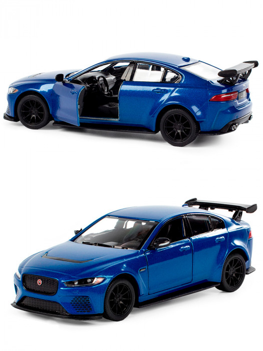 Металлическая машинка Kinsmart 1:38 «Jaguar XE SV Project 8» инерционная, синяя KT5416D-3