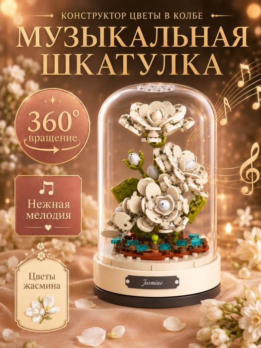 Конструктор JAKI Музыкальная шкатулка: Жасмин JJK2677 JJK2677