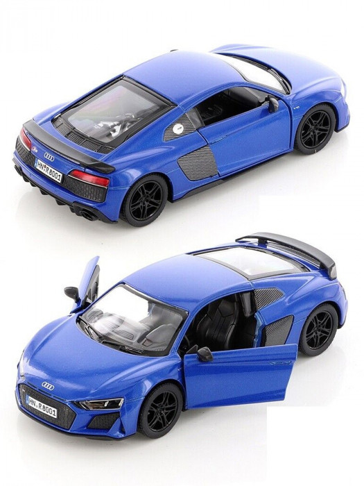 Металлическая машинка Kinsmart 1:38 «2020 Audi R8 Coupe» инерционная, синяя KT5422D-4
