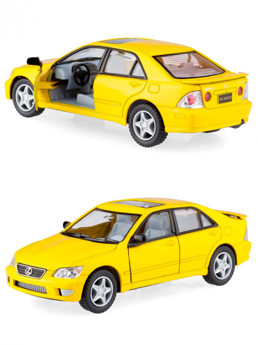 Металлическая машинка Kinsmart 1:36 «Lexus IS 300» инерционная, жёлтая KT5046D-3