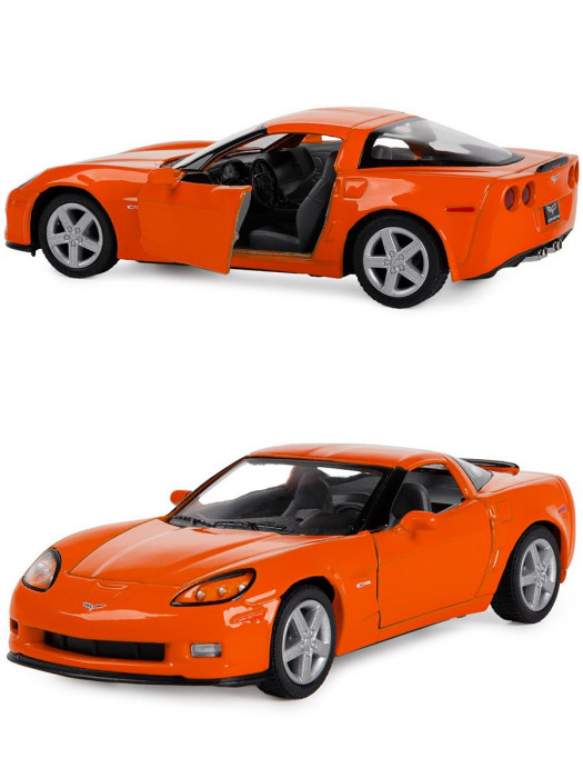 Металлическая машинка Kinsmart 1:36 «2007 Chevrolet Corvette Z06» инерционная, оранжевая KT5320D-1