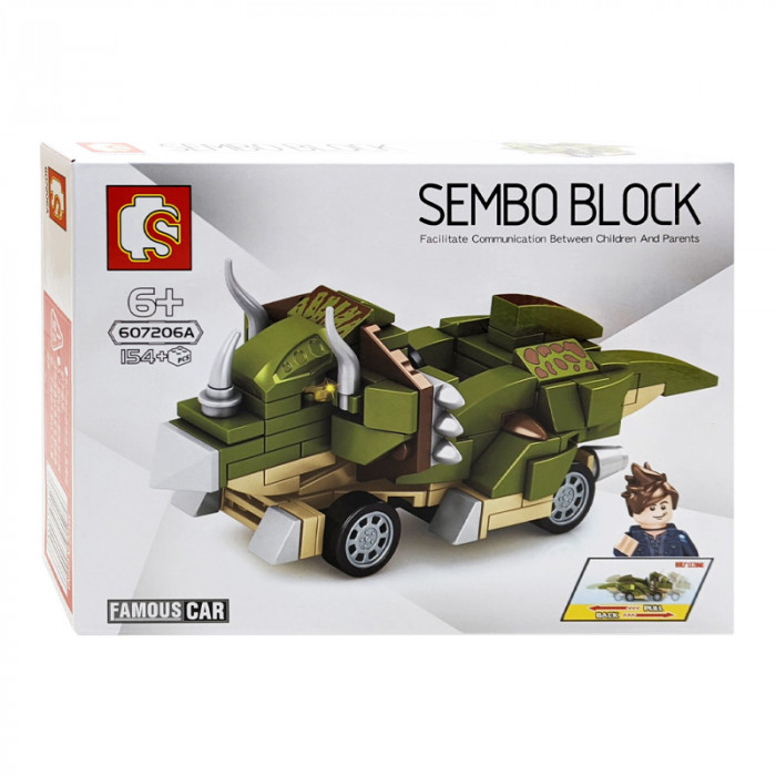 Конструктор Sembo Block Дино-автомобиль: салатовый 607206A