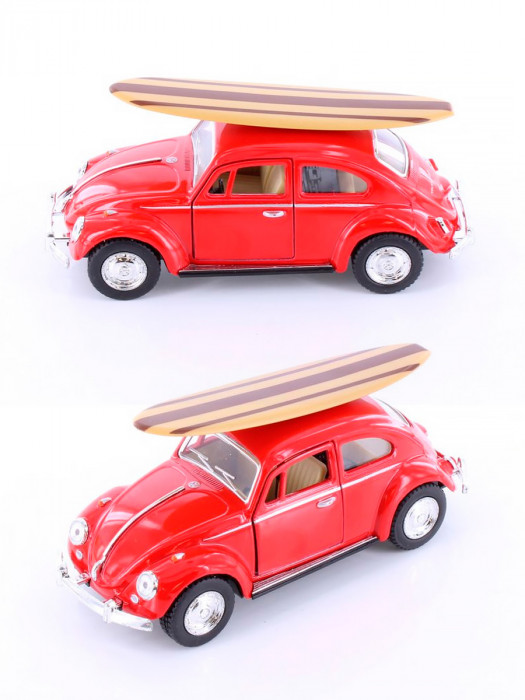 Металлическая машинка Kinsmart 1:32 «1967 Volkswagen Classic Beetle (серфинг)» инерционная, красная KT5057DS1-1