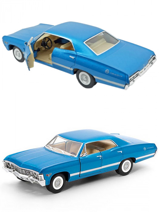Металлическая машинка Kinsmart 1:43 «1967 Chevrolet Impala» инерционная, синяя KT5418D-2