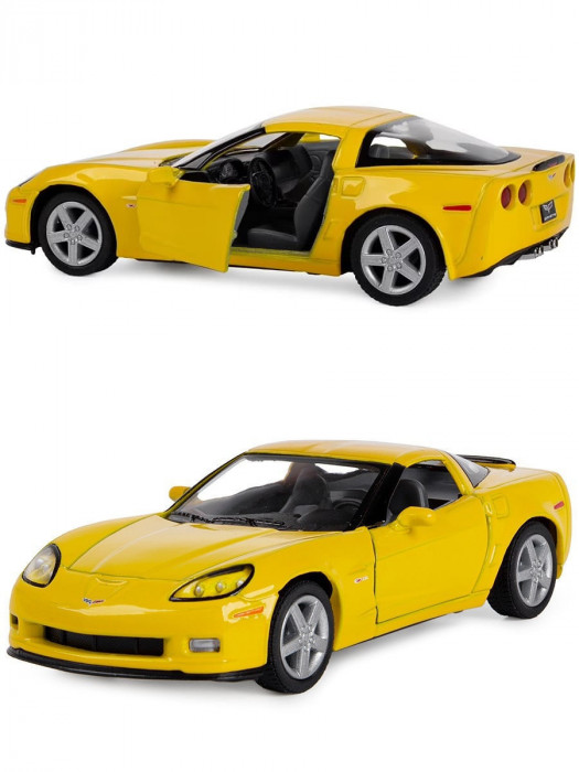Металлическая машинка Kinsmart 1:36 «2007 Chevrolet Corvette Z06» инерционная, жёлтая KT5320D-3