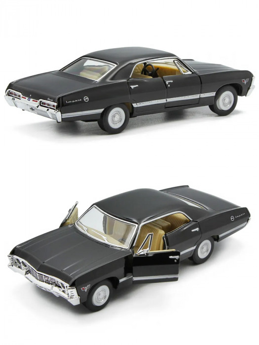 Металлическая машинка Kinsmart 1:43 «1967 Chevrolet Impala» инерционная, чёрная KT5418D-4