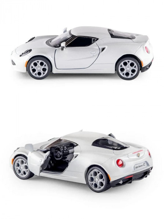 Металлическая машинка Kinsmart 1:32 «2013 Alfa Romeo 4C» инерционная, белая KT5366D-1