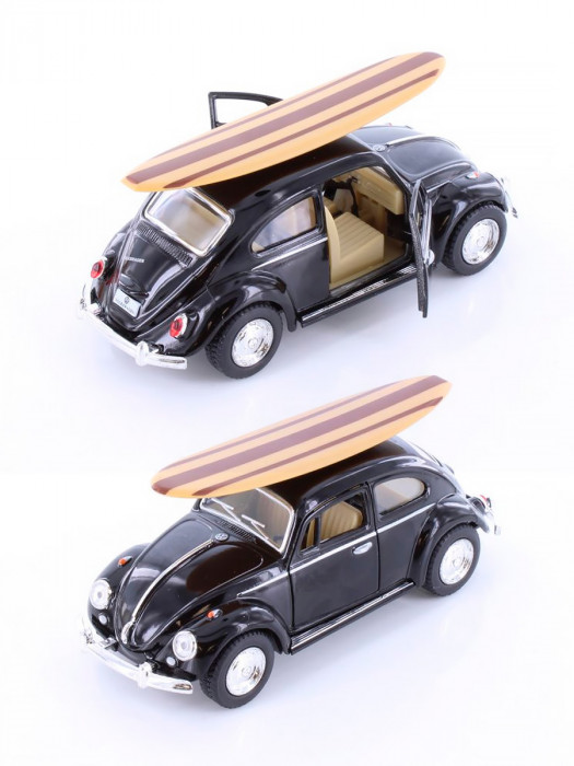 Металлическая машинка Kinsmart 1:32 «1967 Volkswagen Classic Beetle (серфинг)» инерционная, чёрная KT5057DS1-4