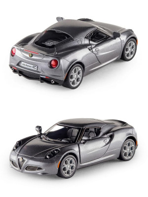 Металлическая машинка Kinsmart 1:32 «2013 Alfa Romeo 4C» инерционная, серая