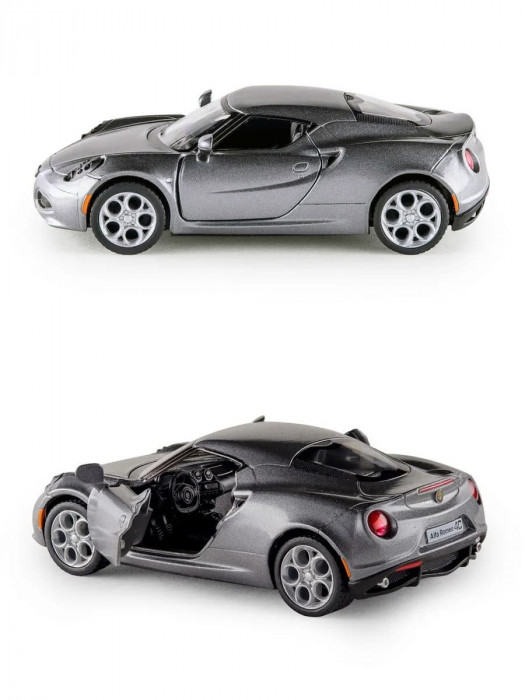 Металлическая машинка Kinsmart 1:32 «2013 Alfa Romeo 4C» инерционная, серая