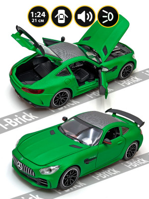 Металлическая машинка Che Zhi 1:24 (21 см) «Mercedes AMG GT» зелёная, свет, звук, инерция