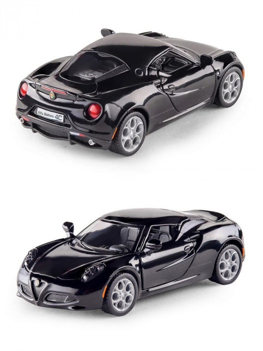 Металлическая машинка Kinsmart 1:32 «2013 Alfa Romeo 4C» инерционная, чёрная KT5366D-3