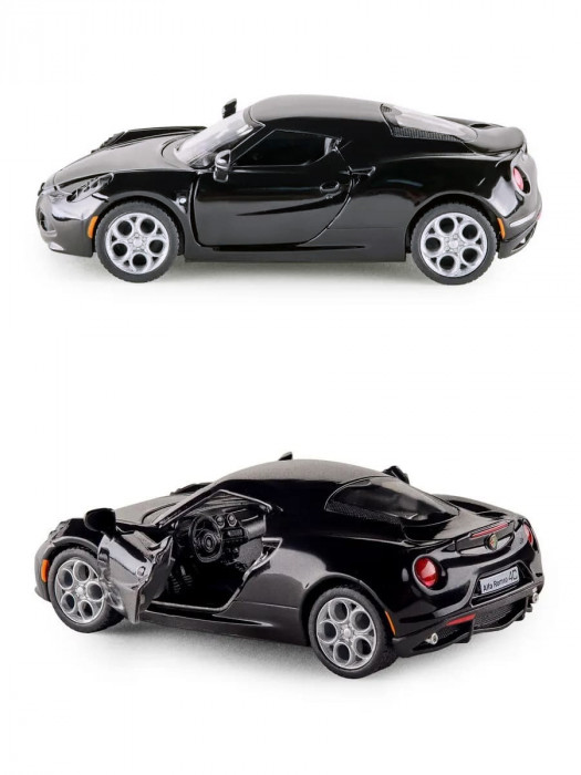 Металлическая машинка Kinsmart 1:32 «2013 Alfa Romeo 4C» инерционная, чёрная KT5366D-3