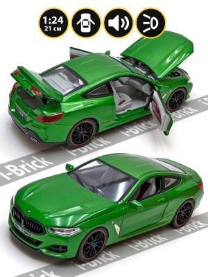 Металлическая машинка Heng Teng Toys 1:24 (21 см) «BMW M840i Coupe» зелёная, свет, звук, инерция