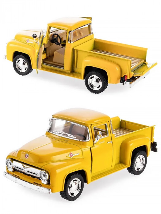 Металлическая машинка Kinsmart 1:38 «1956 Ford F-100 Pickup» инерционная, жёлтая KT5385D-1