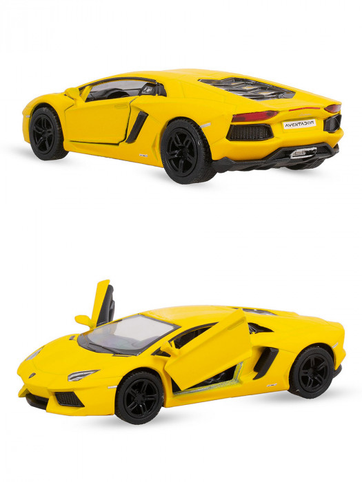 Металлическая машинка Kinsmart 1:36 «Matte Lamborghini» инерционная, жёлтая KT5370D-2