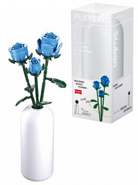 Конструктор Sluban Цветы в вазе: Розы синие M38-B1101-11