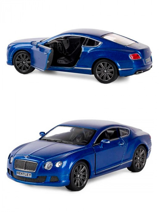 Металлическая машинка Kinsmart 1:38 «2012 Bentley Continental GT Speed» инерционная, синяя KT5369D-2