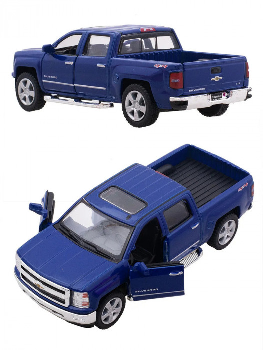 Машинка металлическая Kinsmart 1:46 «2014 Chevrolet Silverado» инерционная, синяя KT5381D-1