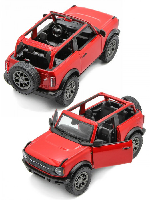Металлическая машинка Kinsmart 1:34 «2022 Ford Bronco (Открытый верх)» инерционная, красная KT5438DA-1