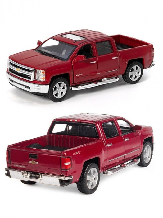 Машинка металлическая Kinsmart 1:46 «2014 Chevrolet Silverado» инерционная, красная KT5381D-3