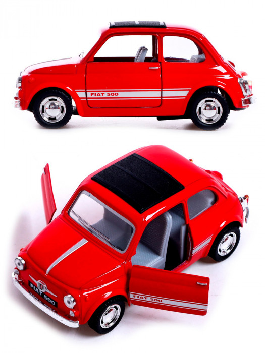 Металлическая машинка Kinsmart 1:24 «Fiat 500» инерционная, красная KT5004D-2