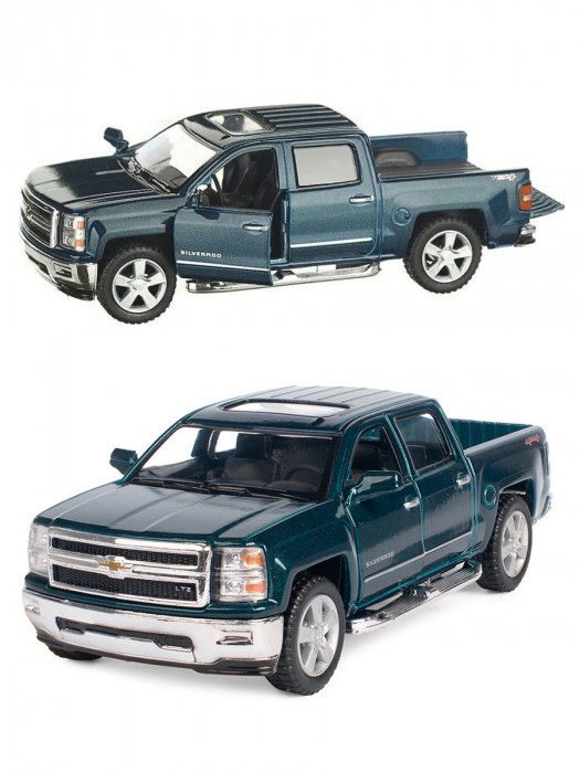 Машинка металлическая Kinsmart 1:46 «2014 Chevrolet Silverado» инерционная, зелёная KT5381D-4