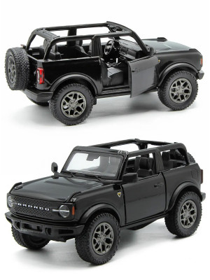 Металлическая машинка Kinsmart 1:34 «2022 Ford Bronco (Открытый верх)» инерционная, чёрная