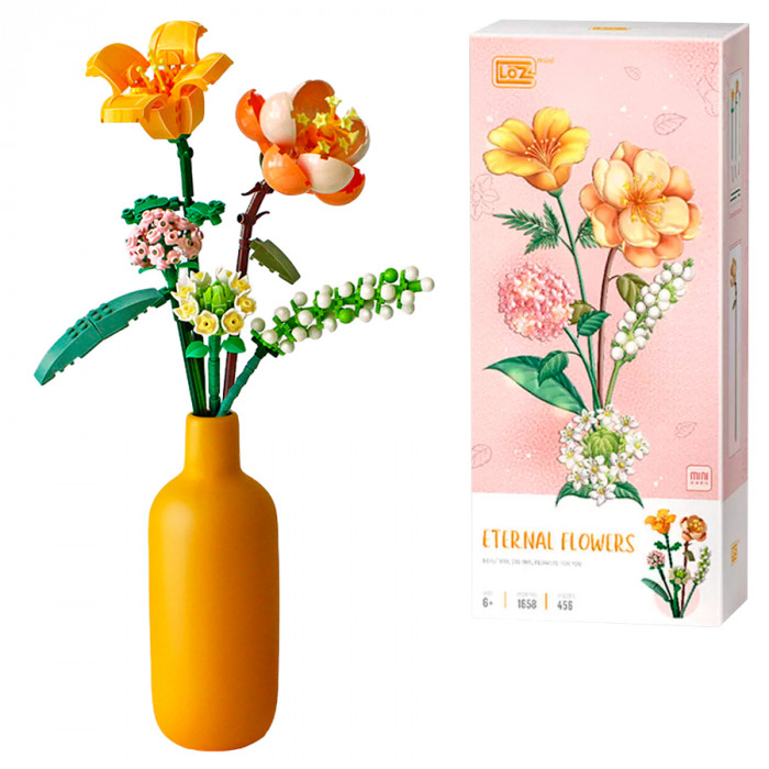 Конструктор LOZ Вечные цветы: оранжевый букет (мини детали) 1658