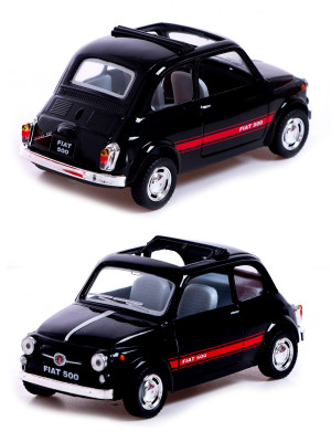 Металлическая машинка Kinsmart 1:24 «Fiat 500» инерционная, чёрная