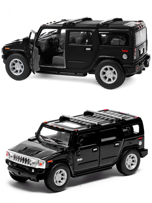 Металлическая машинка Kinsmart 1:40 «2008 Hummer H2 SUV» инерционная, чёрная KT5337D-2