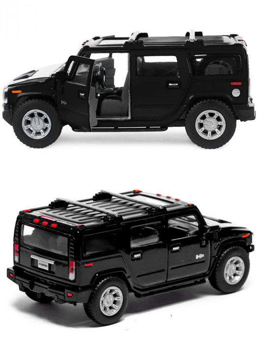 Металлическая машинка Kinsmart 1:40 «2008 Hummer H2 SUV» инерционная, чёрная KT5337D-2