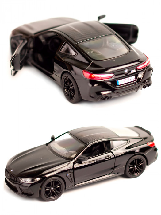 Металлическая машинка Kinsmart 1:38 «BMW M8 Competition Coupe» инерционная, чёрная KT5425D-2