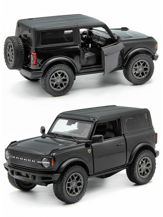Металлическая машинка Kinsmart 1:34 «2022 Ford Bronco (жёсткий верх)» инерционная, чёрная KT5438DB-4