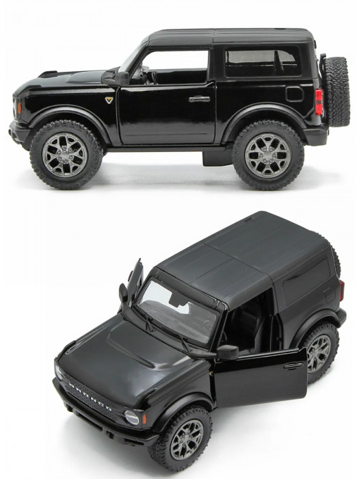 Металлическая машинка Kinsmart 1:34 «2022 Ford Bronco (жёсткий верх)» инерционная, чёрная KT5438DB-4
