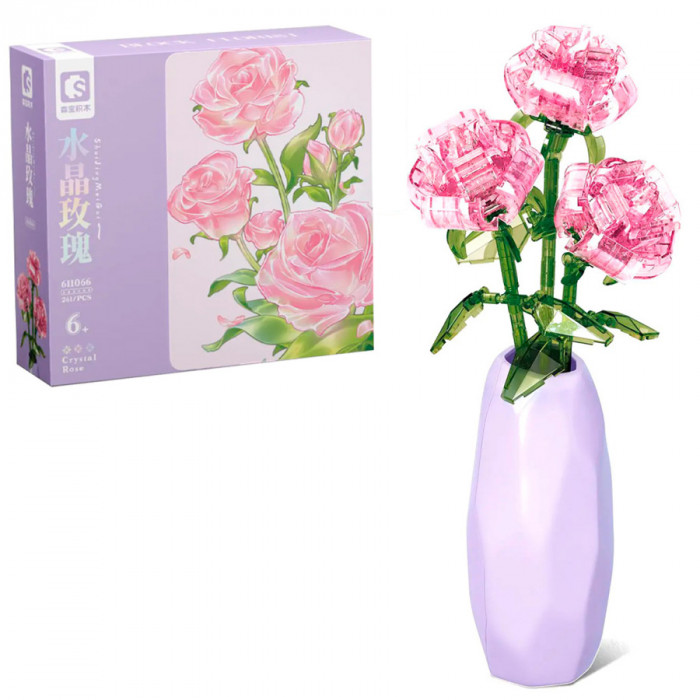 Конструктор Sembo Block Цветы в вазе: кристальные розы 611066