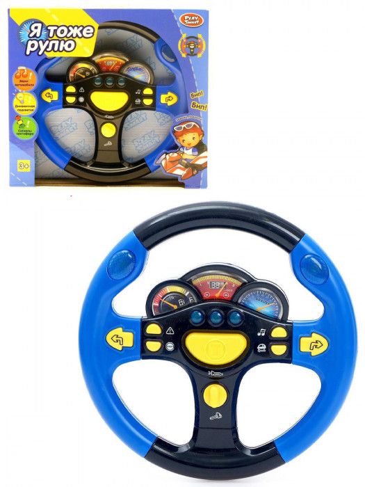 Интерактивный руль Play Smart «Я тоже рулю!» со звуком и светом, синий 7737-2